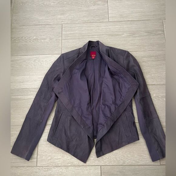 GILI Leather Jacket Open Front size 0 Dusty Purple - Picture 3 of 6